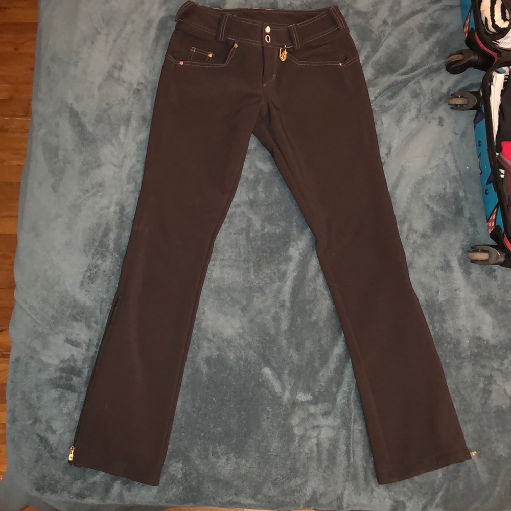 Volcom black hybrid skinny snowboard pant, women